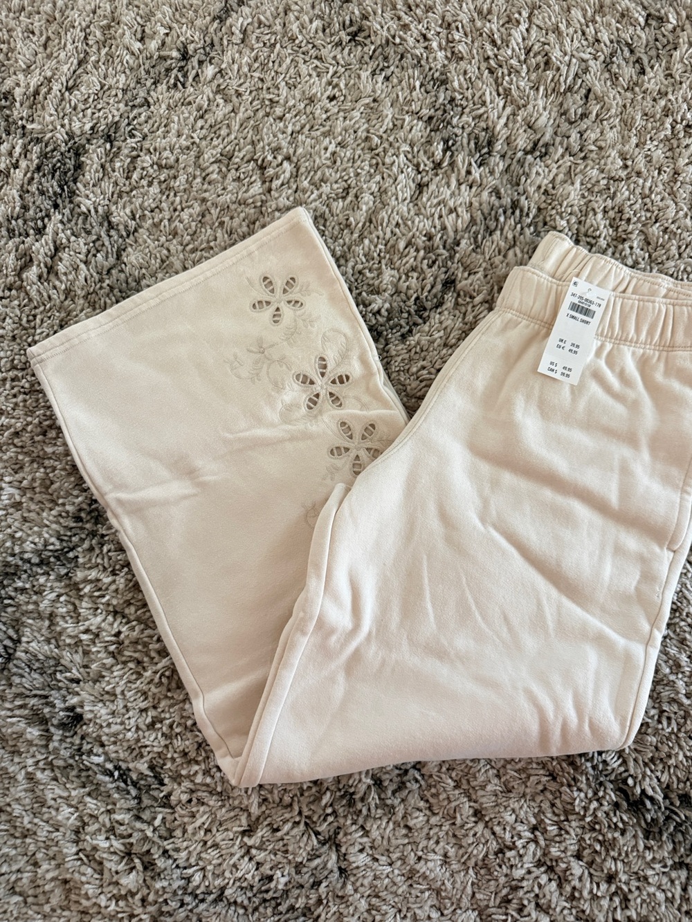 Hollister Cream Floral Cutout Sweatpants